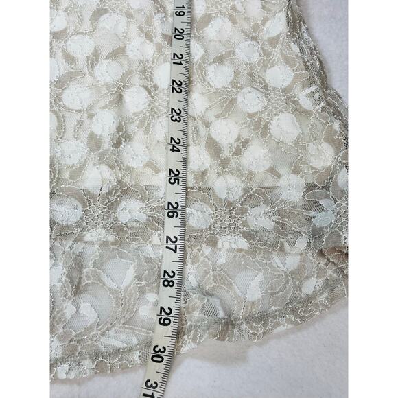 SUSAN GRAVER XXS Ivory White stretch lace peplum short sleeve top blouse NWT B31 - Picture 9 of 10